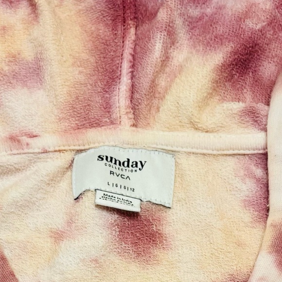 RVCA Sunday Collection Cropped Hoodie Kangaroo Pocket Terry Cloth Size Large - Picture 10 of 10